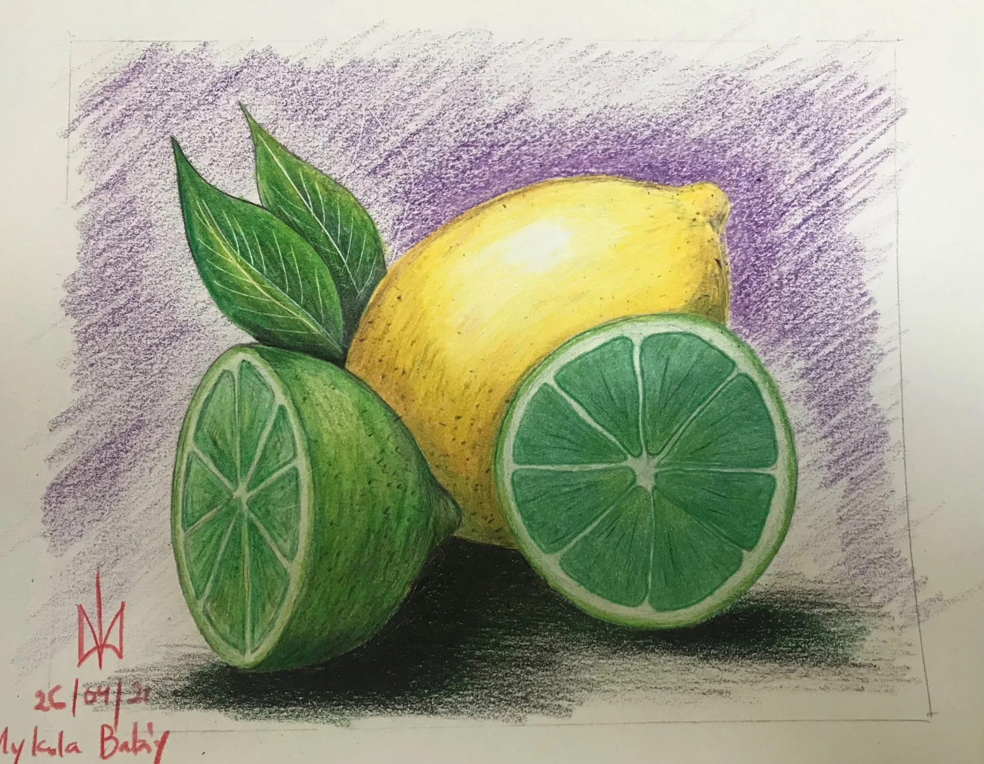 Limes and Lemons. Colour Pencils. Practice. Mykola Babiy
