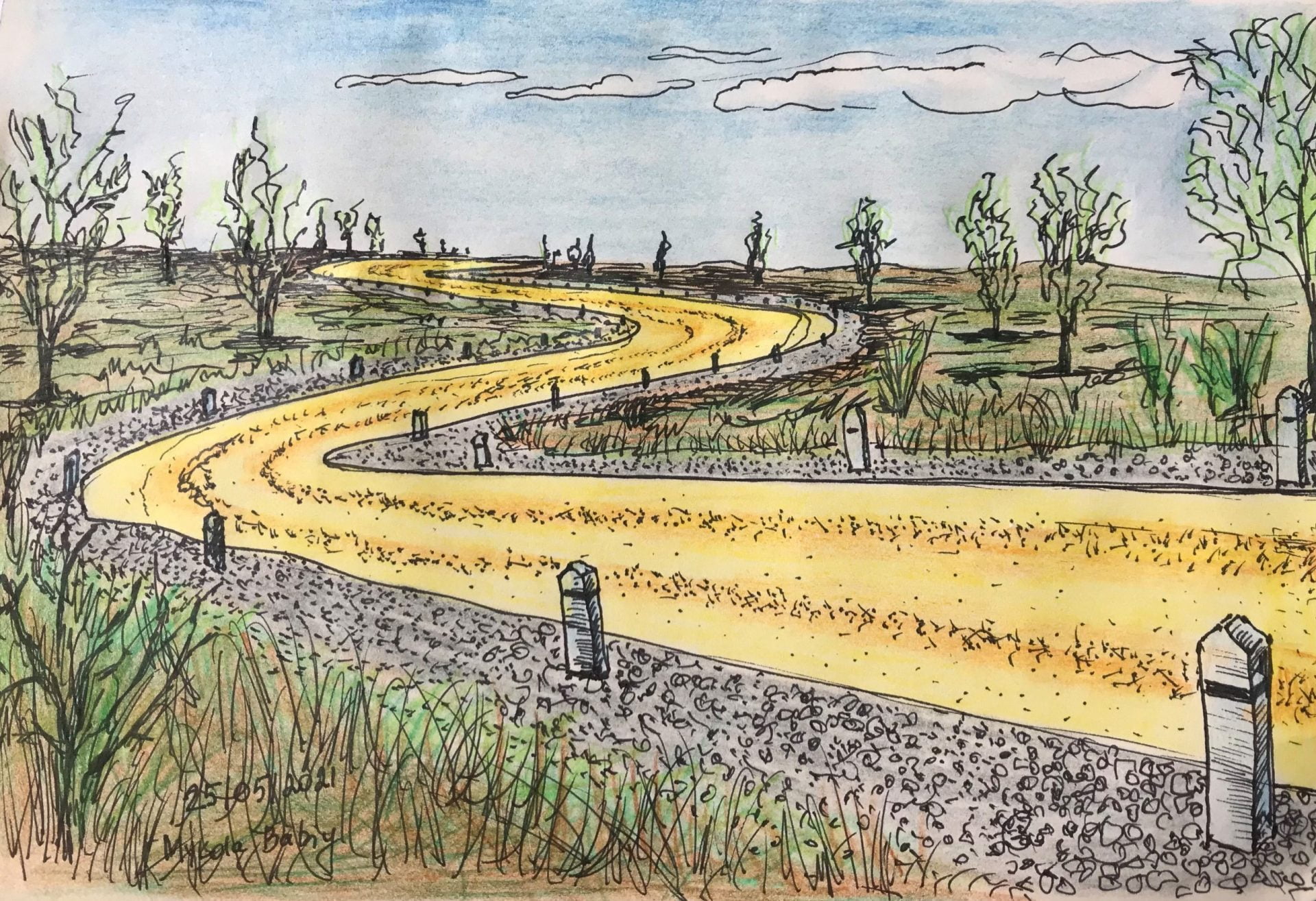 The road to the future. Marker plus colour pencils The road to the future. Marker plus colour pencils