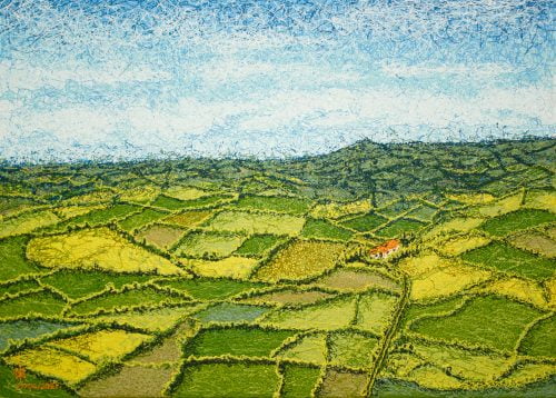 Irish fields. Acrylic. Plyontanism. Canvas. 50 X 70 cm. Mykola Babiy