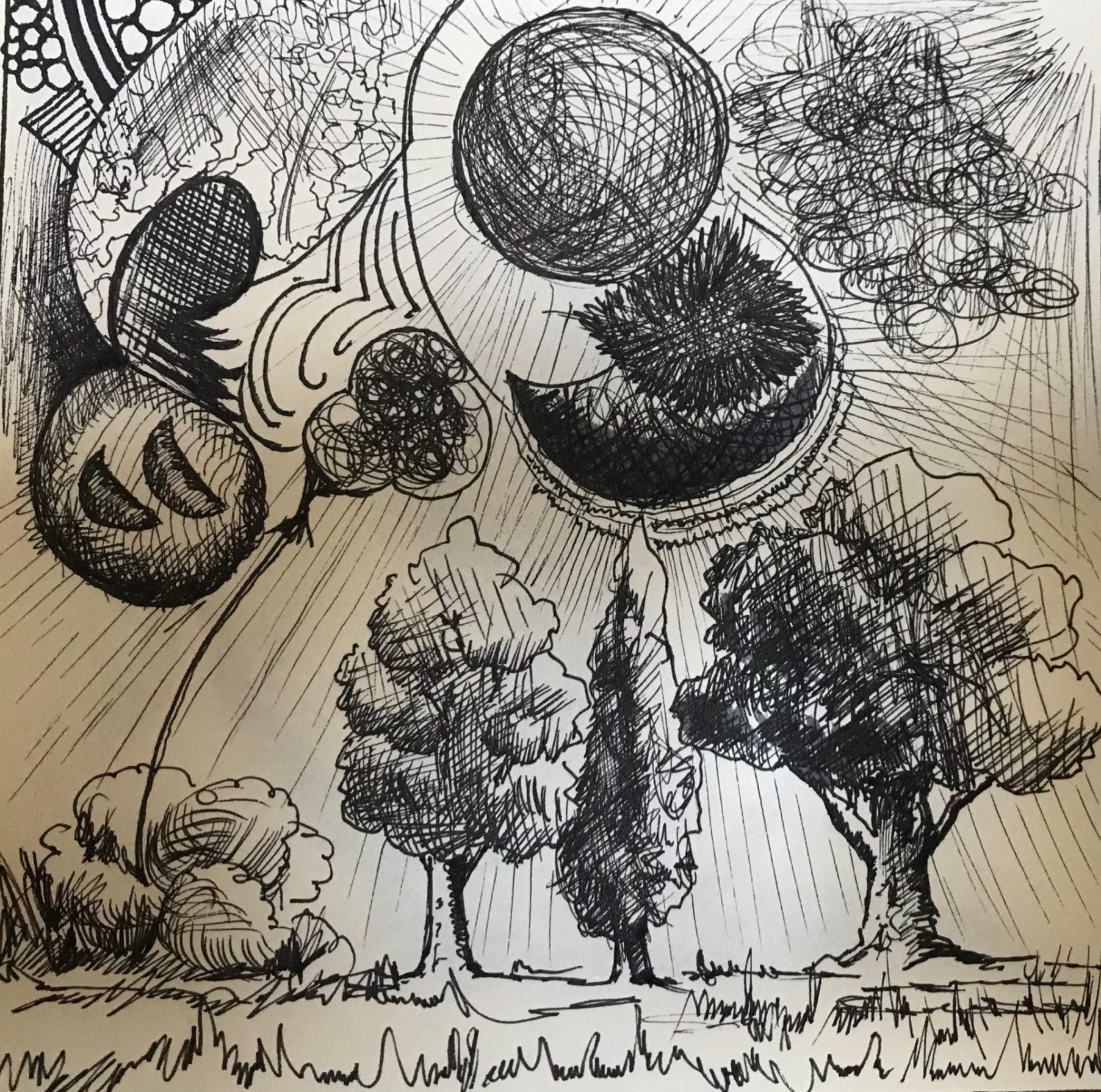 Tree sketch. Abstract Sketching. Ink pen. Practice