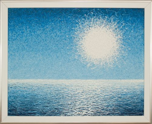 Sea Sun. Acrylic. Tangled lines. Canvas Board. Framed.